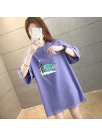 Outlet Short sleeve summer printing Korean style loose T-shirt