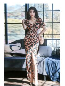 Outlet Western style leopard spring sexy Korean style dress