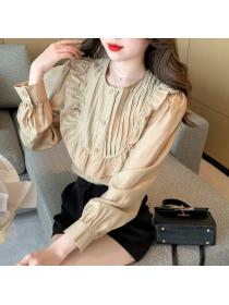 Outlet Korean style chiffon shirt long sleeve shirt for women