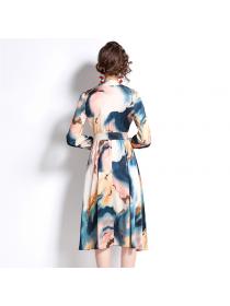 Outlet Pullover frenum colors European style V-neck satin dress for women