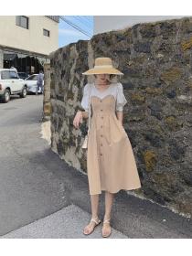 Outlet France style retro long dress high waist summer dress