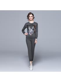 Outlet Casual European style slim fashion pants 2pcs set