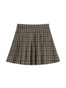 Outlet Plaid high waist a-line skirt matching female jk uniform pleated Mid-length Skirt