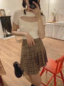 Outlet Plaid high waist a-line skirt matching female jk uniform pleated Mid-length Skirt