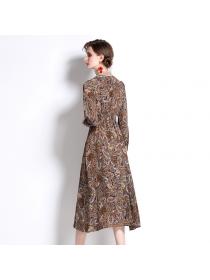 Outlet Printing long sleeve European style dress for women