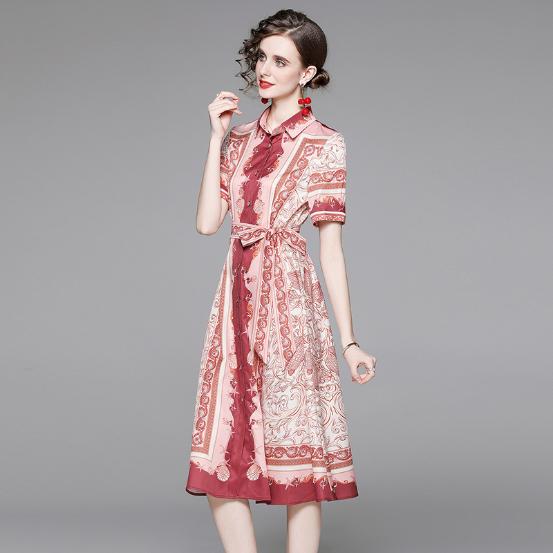 Outlet Fashion printing court style all-match dress