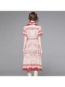 Outlet Fashion printing court style all-match dress