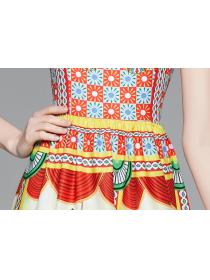 Outlet Printing slim European style summer big skirt dress