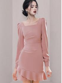 For Sale V  Collars Slim Show Waist Dress 