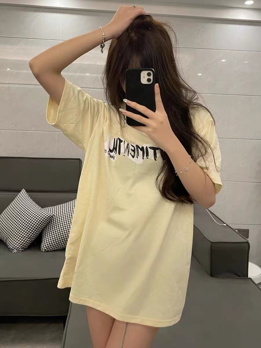 Outlet Cotton combed two-sided printing T-shirt for women