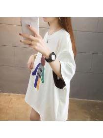 Outlet Summer printing short sleeve loose T-shirt for women