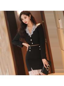 Outlet Slim splice skirt Korean style spring business suit a set