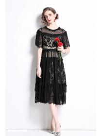 Outlet Fashion lace formal dress slim temperament long dress