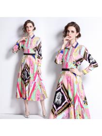 Outlet Long sleeve pleated shirt temperament skirt 2pcs set