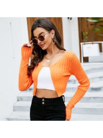 Outlet Plain slim short knitted cardigan sexy navel thin sunscreen top