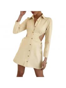Outlet hot style New Shirt Dress Backless Midi dress
