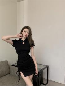 Outlet Chinese style slim dress simple split T-back for women