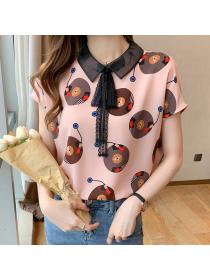 Outlet short sleeve chiffon shirt Western style tops