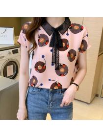 Outlet short sleeve chiffon shirt Western style tops