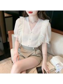 Outlet Lace beautiful lotus leaf edges tops summer temperament shirts