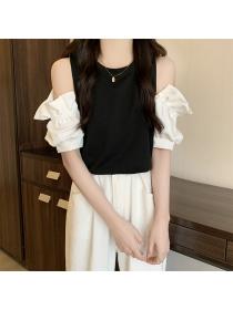 Outlet Korean style pure tops short sleeve T-shirt for women