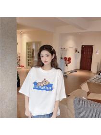 Outlet Korean style tops loose cubs T-shirt for women