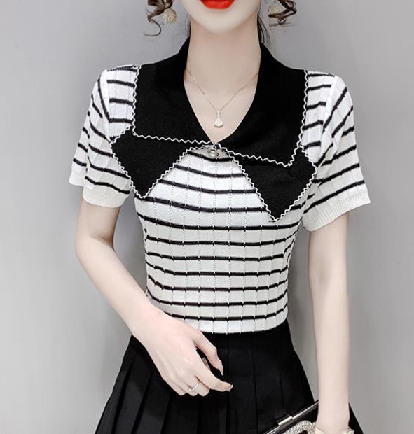 Discount Bowknot  Neck Knit Slim Top