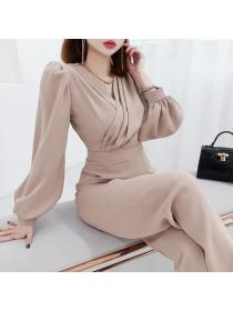 Outlet Korean fashion V-neck slim temperament fashion  thin professional jumpsuit