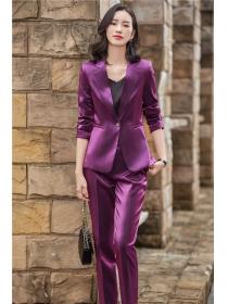 Golden velvet autumn business suit 2pcs set for women