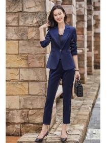 Golden velvet autumn business suit 2pcs set for women