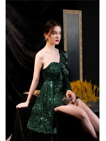 Sequins Matching Wrapped chest preside dress model sexy formal dress