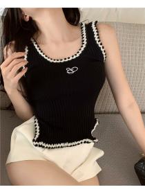 Outlet Knitted weave ice silk black-white vest