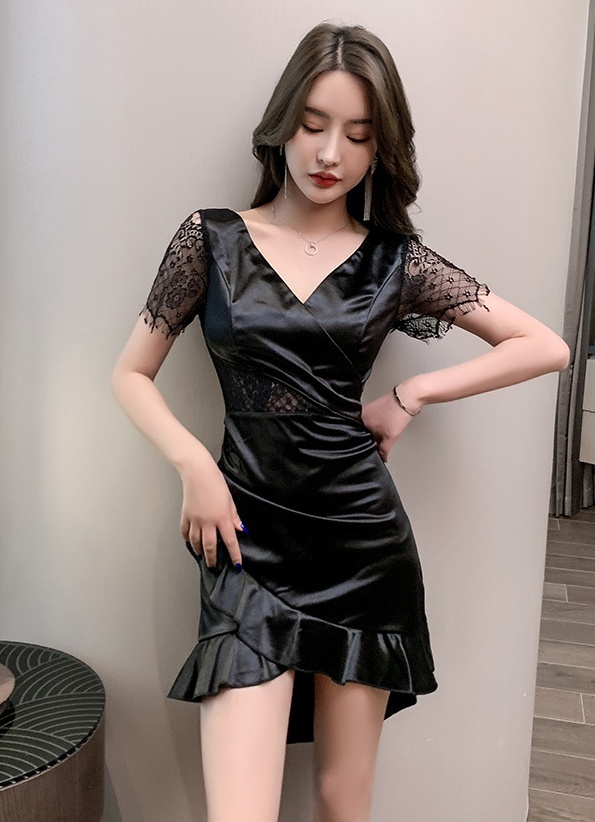 Outlet Hip-full halter night show low-cut sexy dress for women
