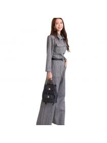 Outlet Korean fashion high-end temperament Slim wide-leg pants fashion professional jumpsuit for women(with belt)
