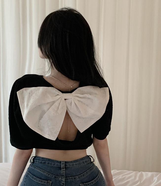 On Sale Bowknot Matching Fashion Sweet Top