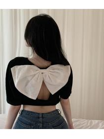 On Sale Bowknot Matching Fashion Sweet Top 