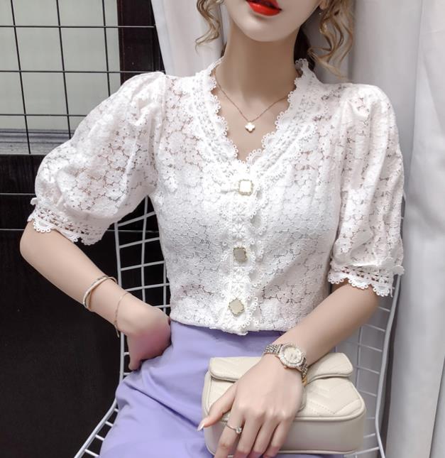 On Sale Hollow Out Lace Fashion Sweet Top