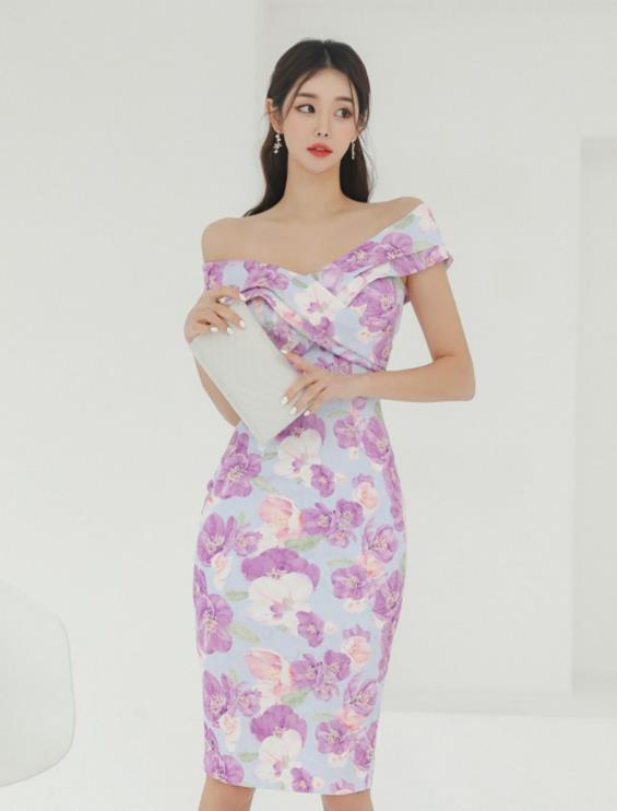 On Sale Off Collars Sexy Flower Printing Dress