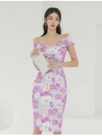 On Sale Off Collars Sexy Flower Printing Dress