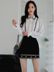 Korean Style  lace shirt fashion professional sexy package hip skirt suit