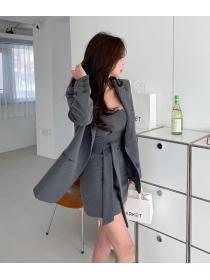 Korean Style Loose Suit Jacket Tie Slim Tank Dress Suit