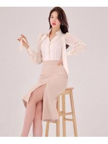 Korean Style Loose Suit Jacket Tie Slim Tank Dress Suit
