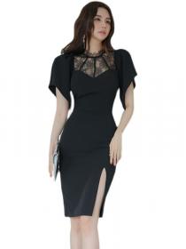 Korean style temperament Lace Matching  slim     professional dress