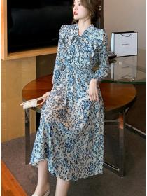 New Style Fashion floral chiffon long dress