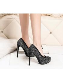 Outlet European fashion sexy pointed toe high heels rhinestone nightclub  waterproof shoe