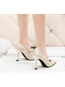 Outlet Korean fashion pointed toe shallow mouth high heels  slim banquet satin shoes