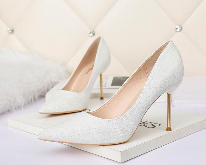 Outlet Korean fashion pointed toe high heels nightclub women's matching shoes
