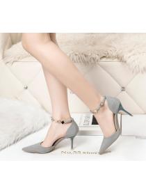 Outlet Korean fashion pointed toe high heels with metal rhinestone women's banquet shoes