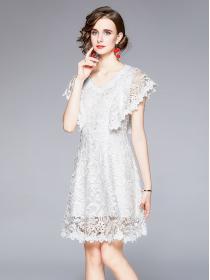 Temperament high-end light luxury ladies   French lace dress