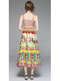 European Style Strap Show Waist Fashion Dress 